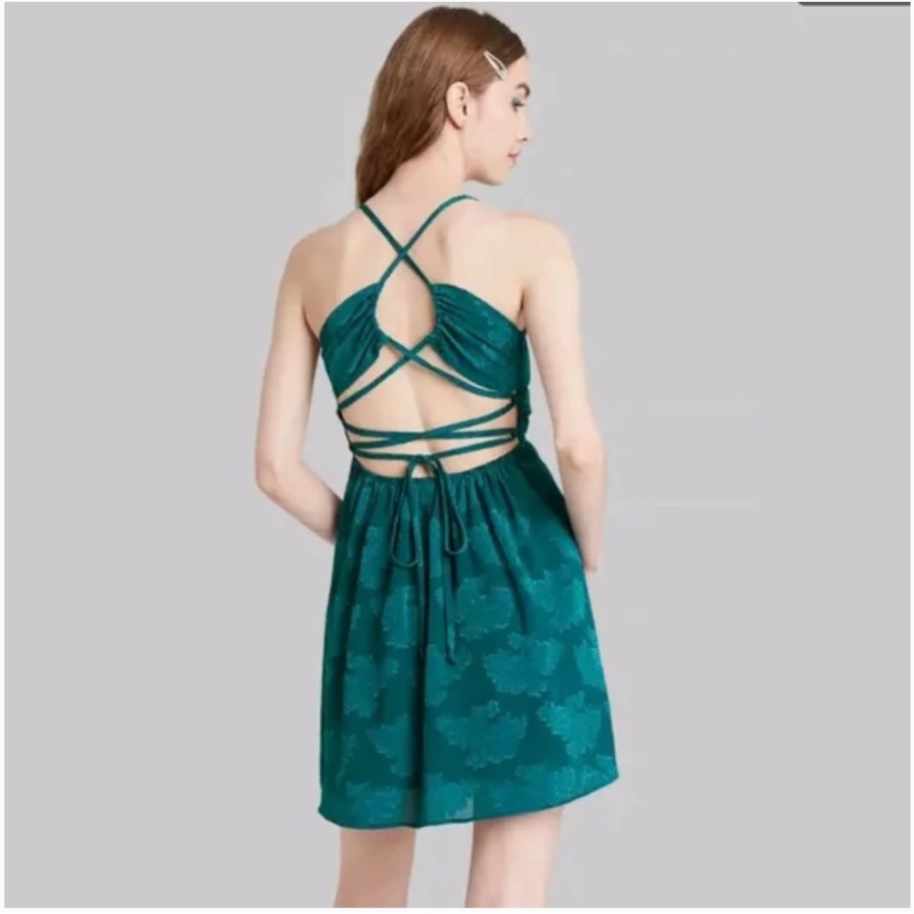BNWT beautiful dark turquoise open back dress size Large - Picture 11 of 11